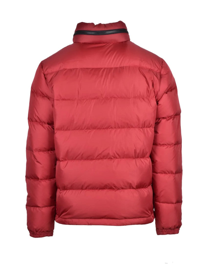 Aspesi Red Hidden Hood Quilted Polyamide Down Jacket