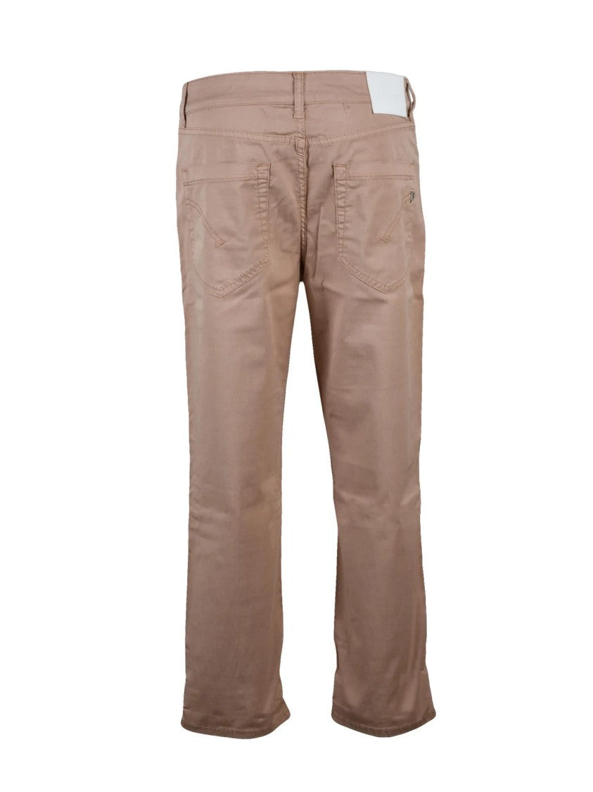 Dondup Brown Koons Cuffed Jewel Button Straight-Leg Pants