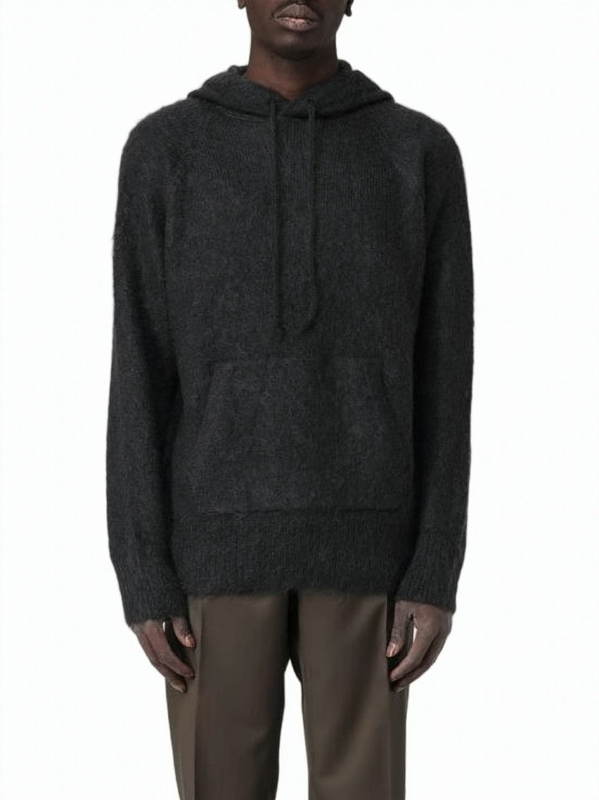 Auralee Deep Charcoal Mohair And Wool Pullover