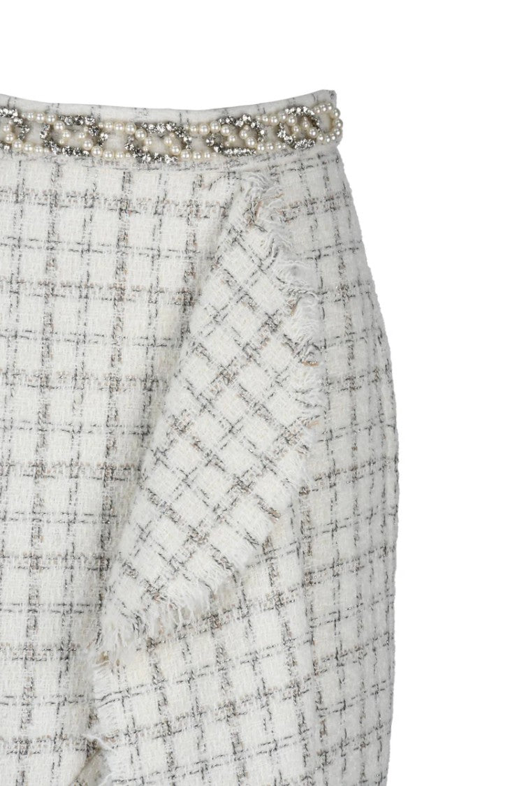 Elisabetta Franchi Long Mermaid Bouclé Skirt - White