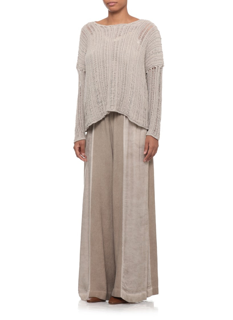 Sanctamuerte Beige Loose Open-Knit Sweater