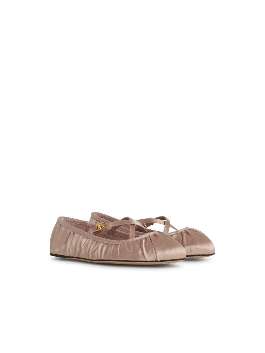 Dolce & Gabbana Pink Satin Ballet Flats