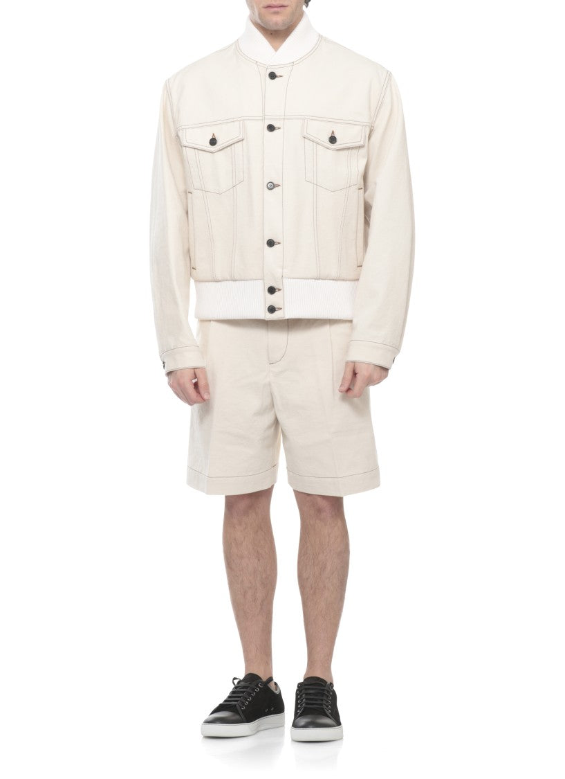 Lanvin Ivory Cotton Flap-Pocket Jacket