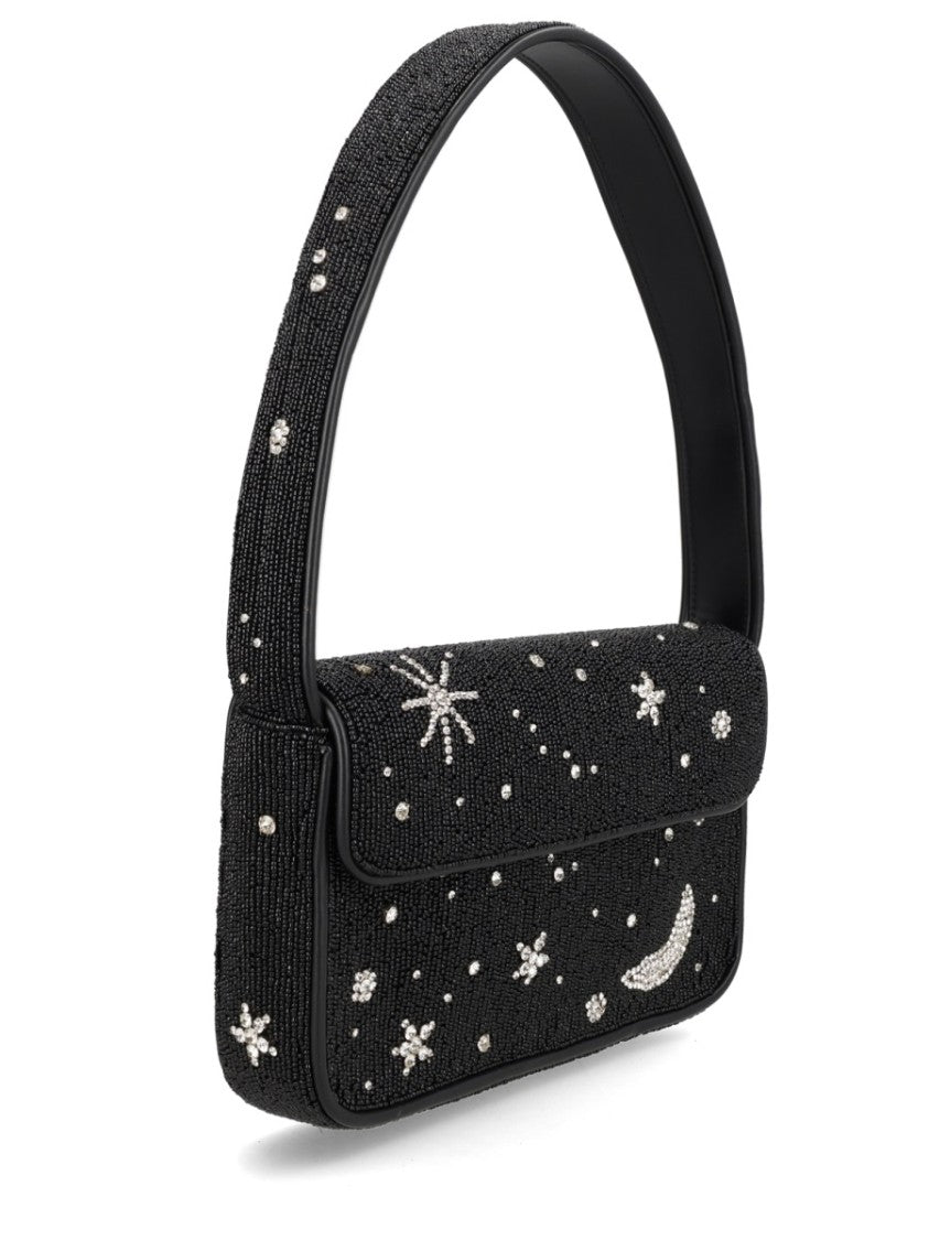 Staud Black Tommy Celestial Beaded Glass Shoulder Bag