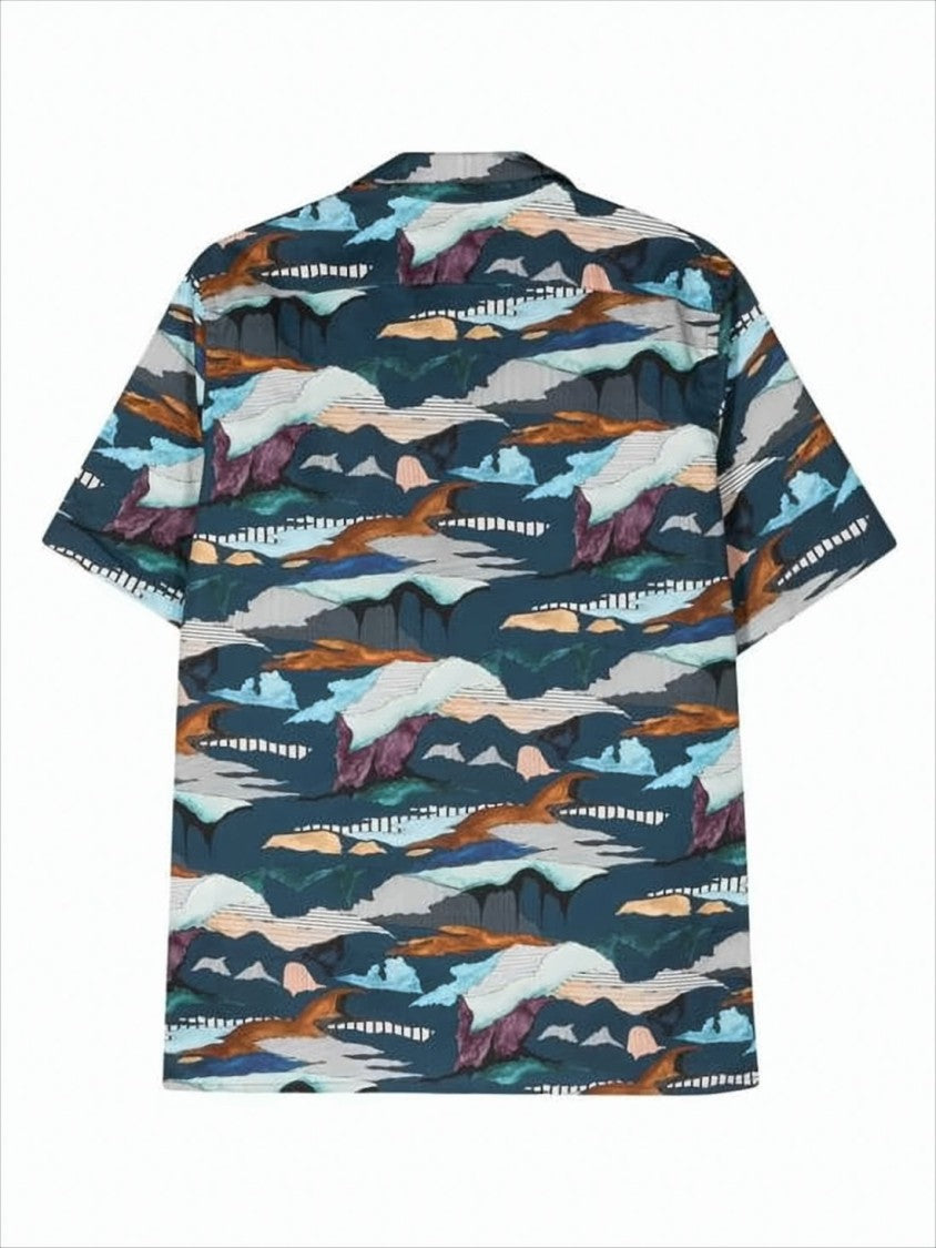 Paul Smith Abstract Multicolor Camp Collar Short-Sleeve Shirt