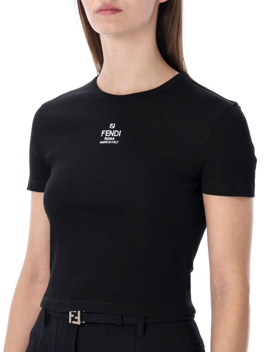Fendi Ribbed Cotton T-Shirt