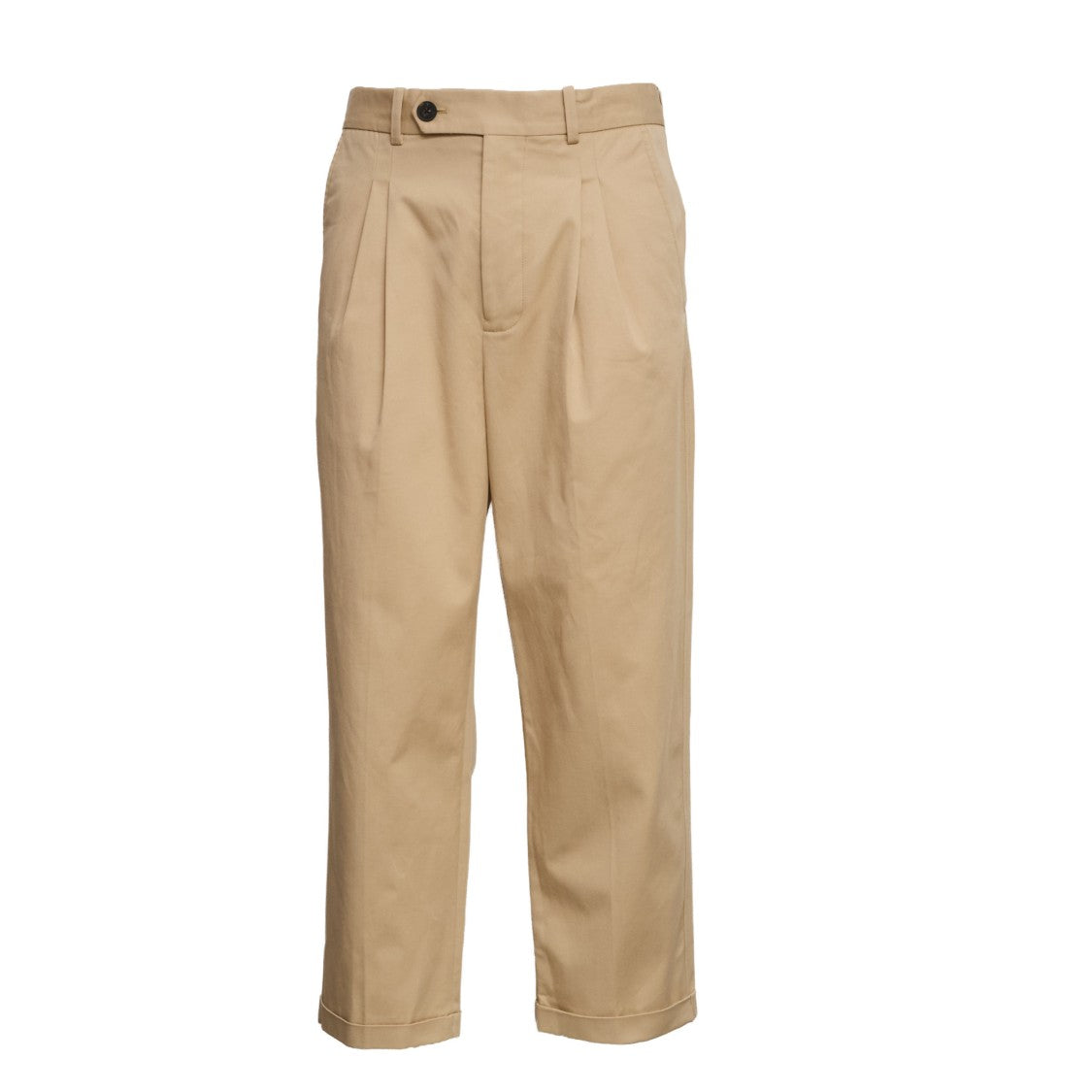 Drôle De Monsieur Double Pleat Cropped Pants With Cuffed Hem