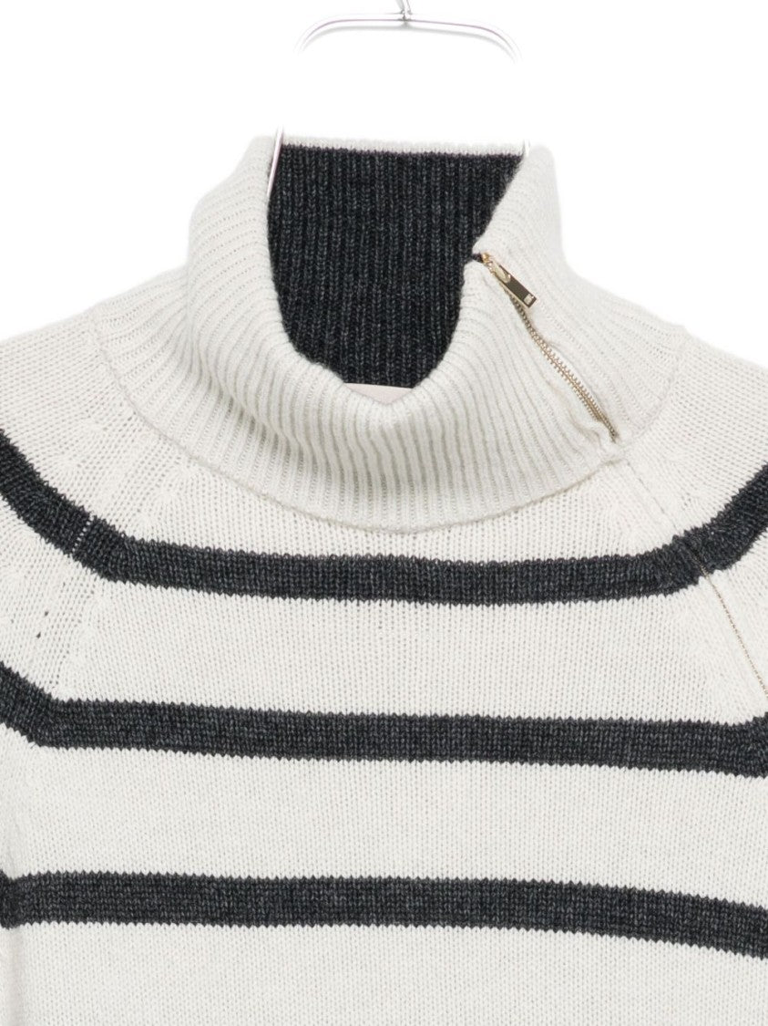 Semi Couture Knitted Sweater With Ribbed Turtleneck And Striped Detailing
