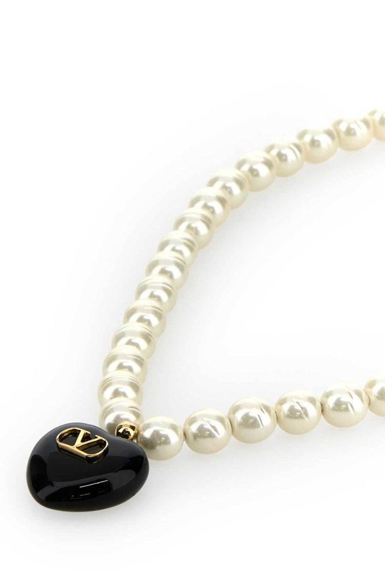 Valentino Garavani Ivory Pearls Coeur Royal Necklace