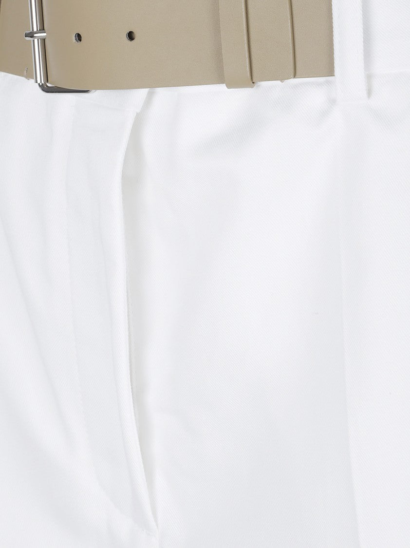 Tory Burch High-Waisted Tailored Cotton Shorts With Integrated Belt