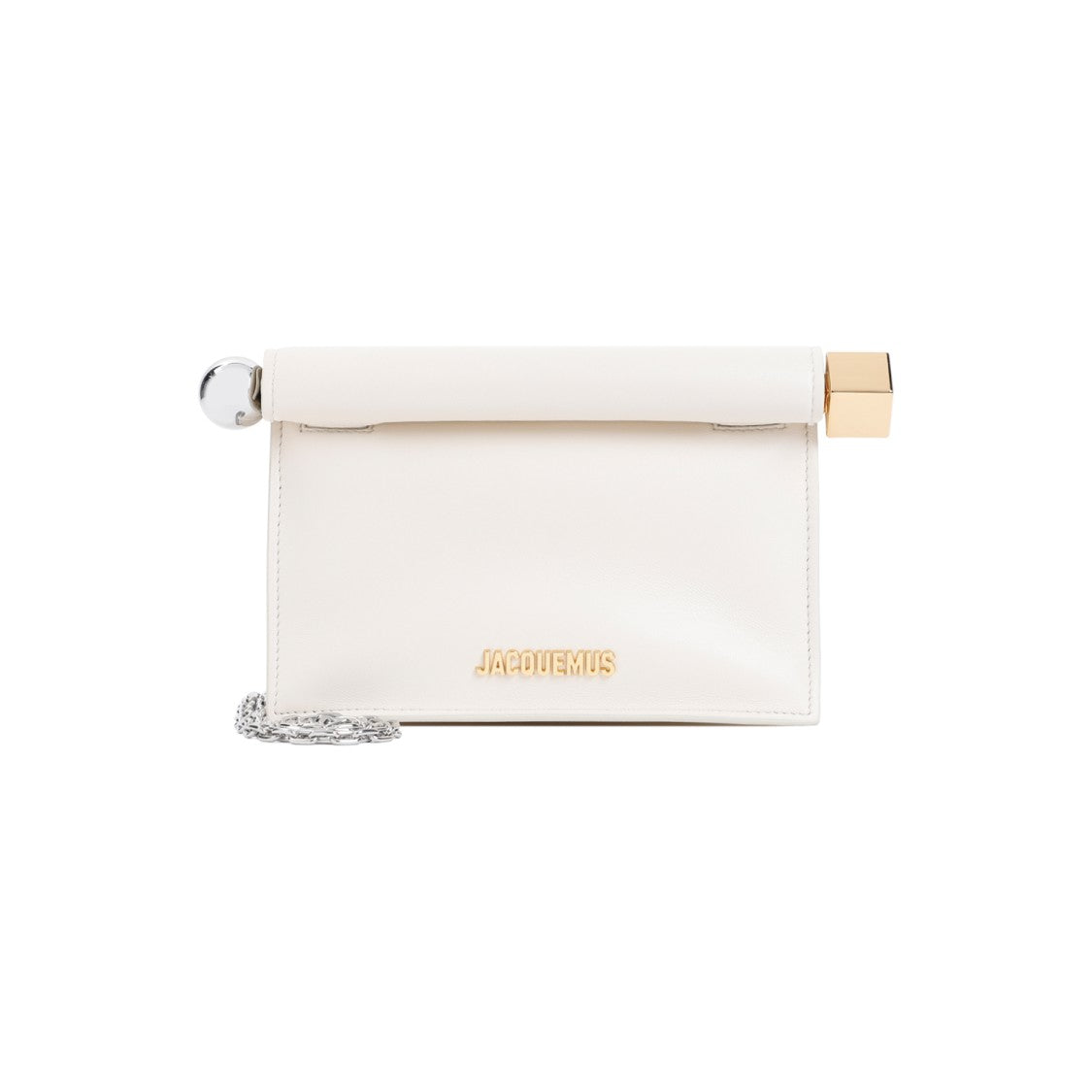 Jacquemus Light Ivory Leather La Pochette Rond Carré