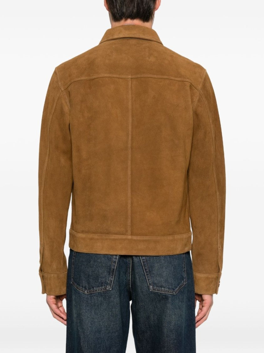 Ami Paris Cropped Boxy Jacket With Classic Collar And Soft Texture