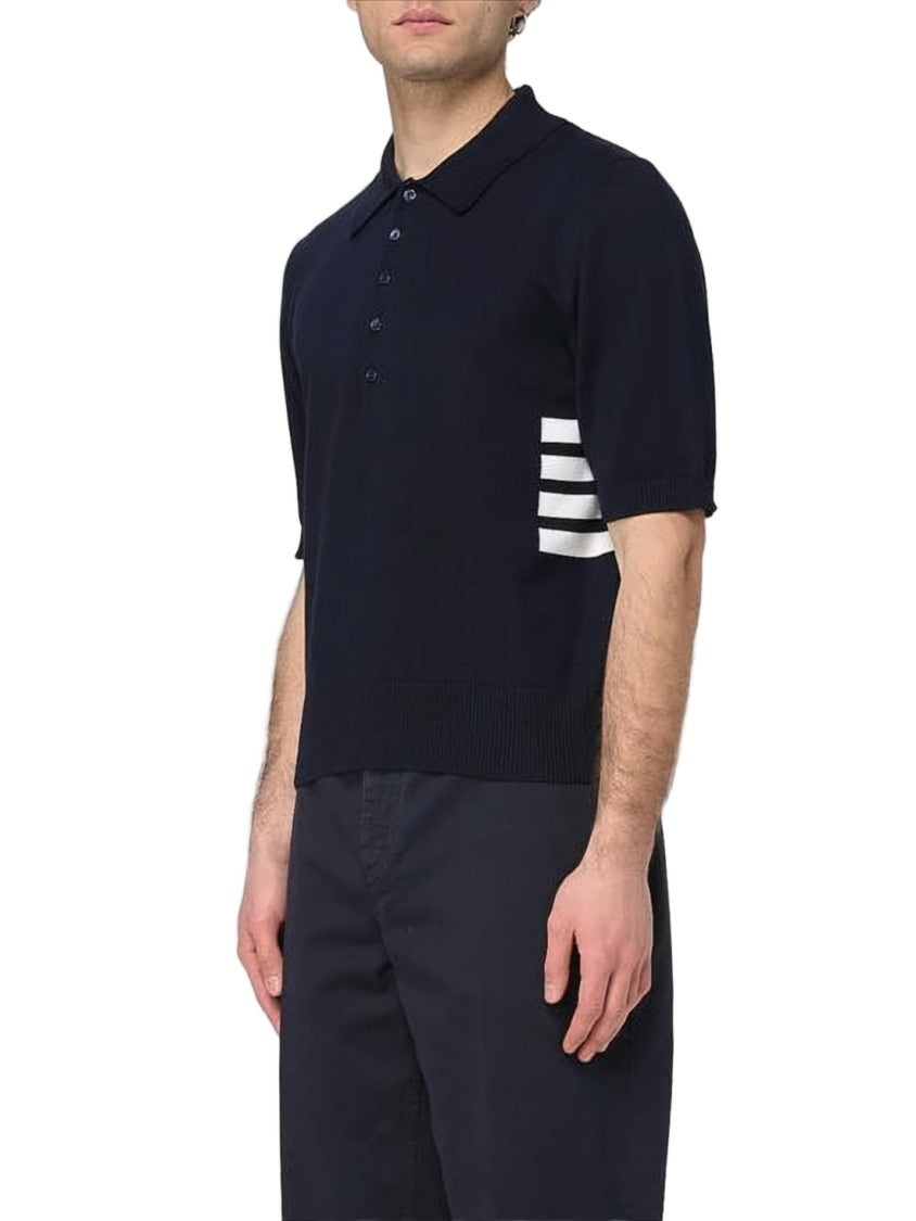 Thom Browne Short-Sleeved Polo Shirt With Contrasting Stripes