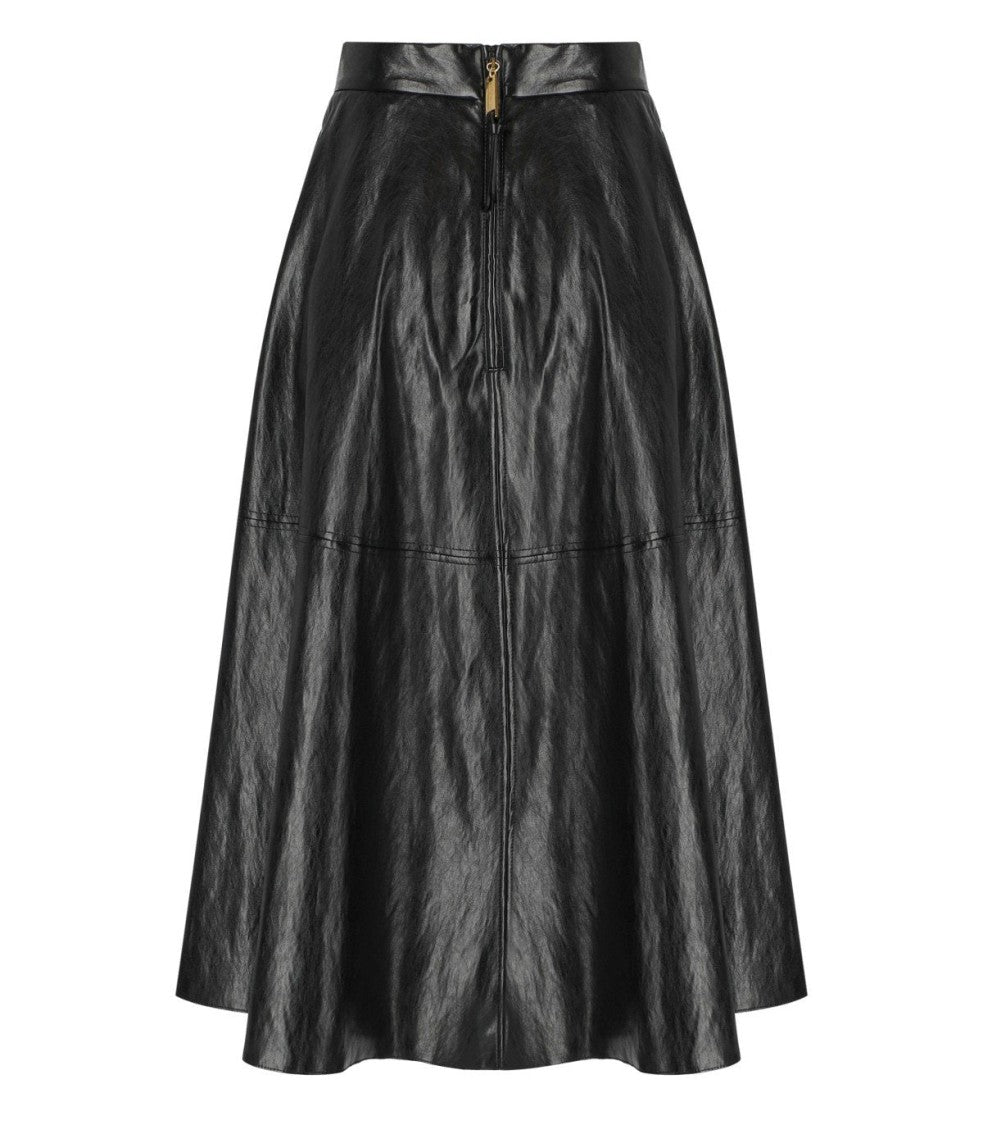 Elisabetta Franchi Black Leather-Effect Skirt