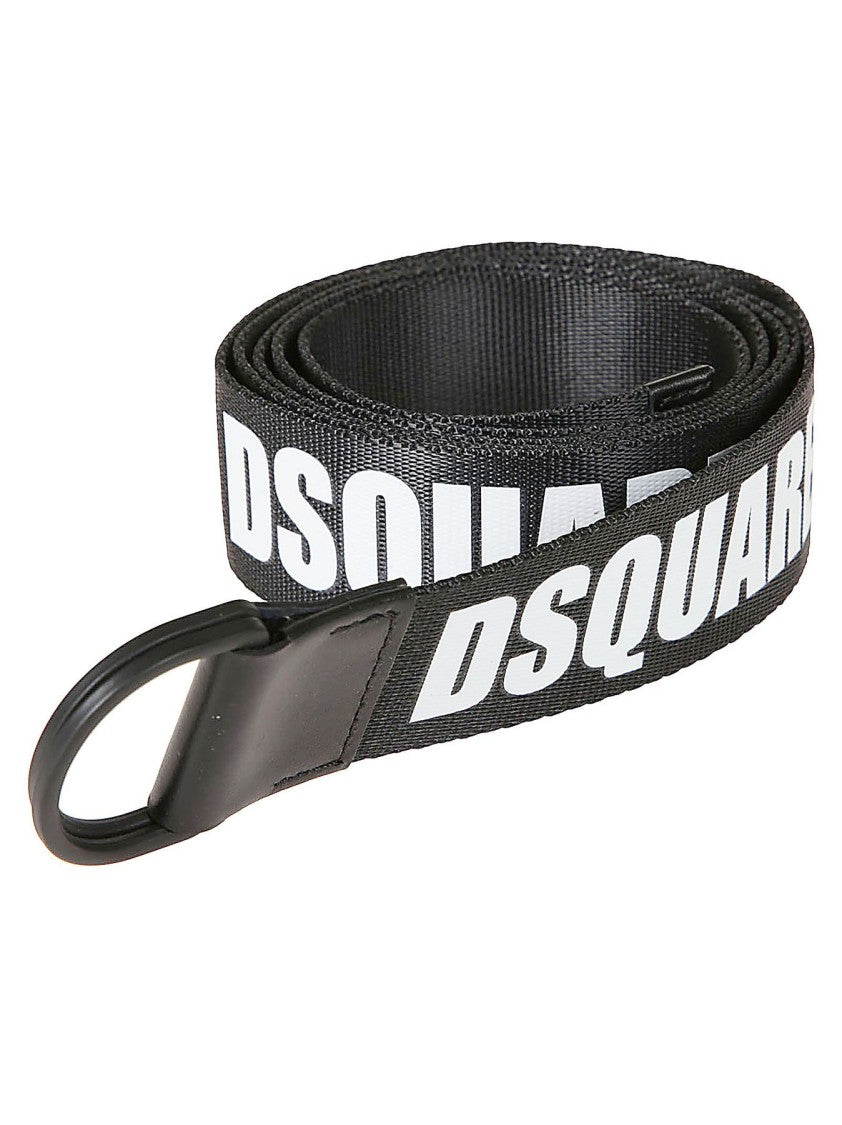 Dsquared2 Reversible Black Fabric Belt With D-Ring Buckle