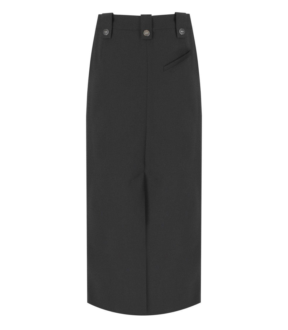 Ganni Crepe Black Midi Skirt
