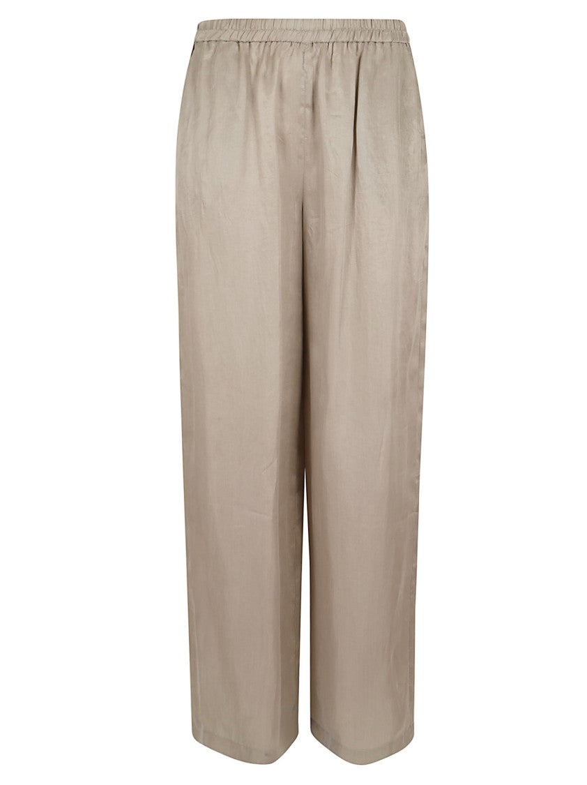 Emporio Armani Beige Wide-Leg Trousers With Relaxed Fit And Elastic Waistband