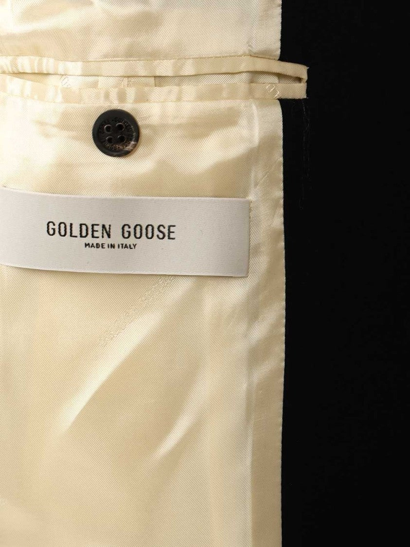 Golden Goose Single-Breasted Tailored Coat In Refined Blue Fabric