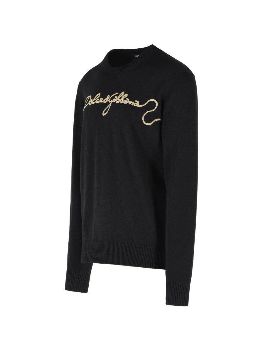 Dolce & Gabbana Black Long-Sleeve Contrasting Script Sweater