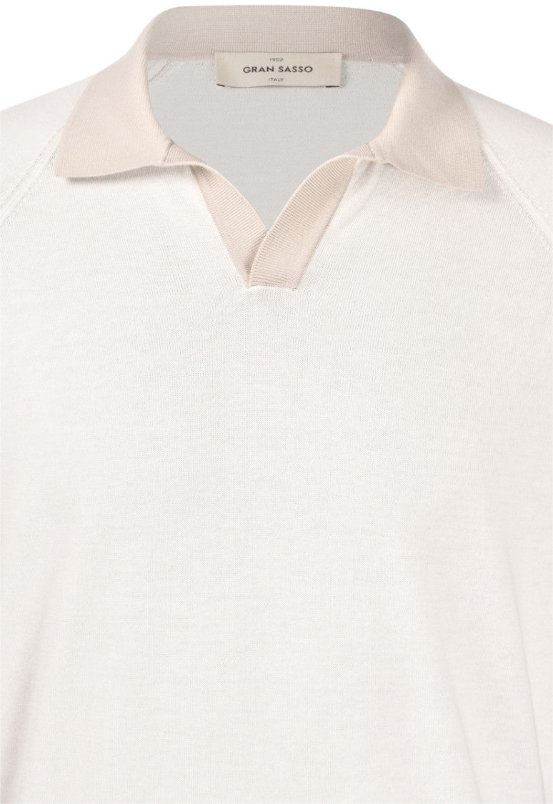 Gran Sasso Beige V Neck Polo Shirt
