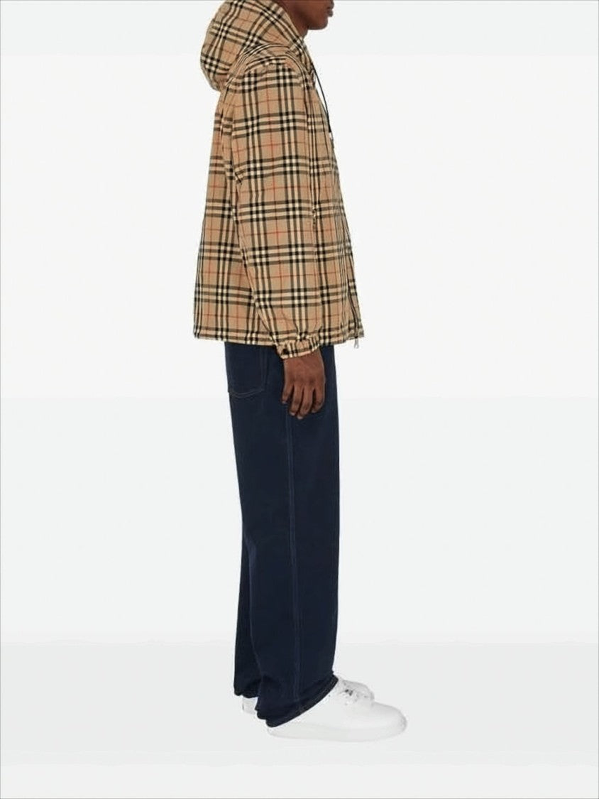 Burberry Reversible Check And Solid Hooded Jacket