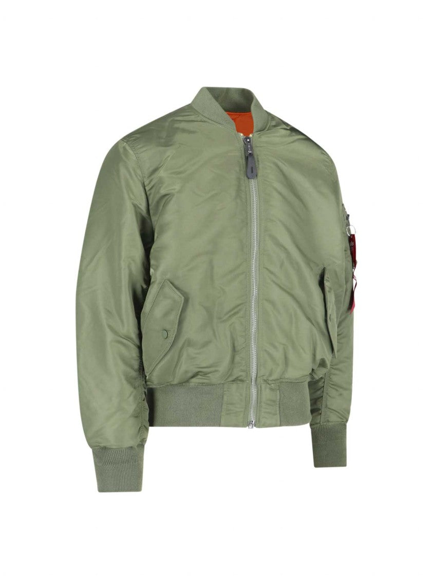 Alpha Industries Green/Orange Nylon Reversible Ma-1 Jacket