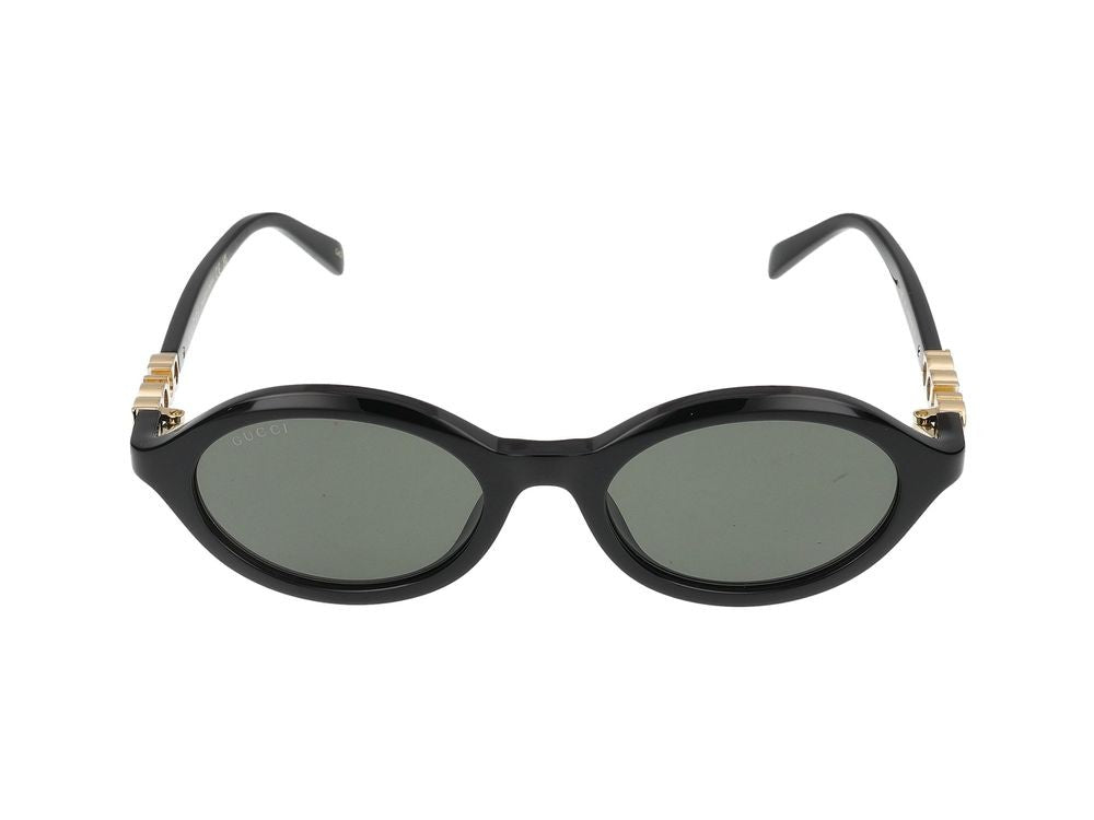Gucci Black Glossy Black Finish Rectangular Sunglasses
