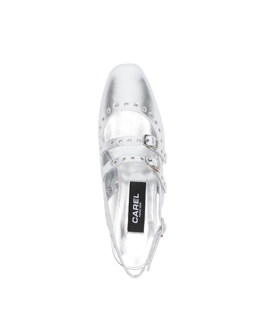Carel Paris Queen Silver Slingbacks With Embellishments