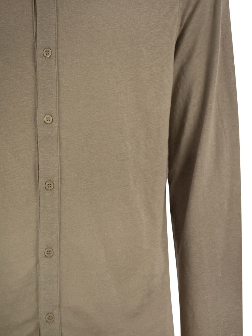 Majestic Linen Long-Sleeved Shirt With Classic Collar