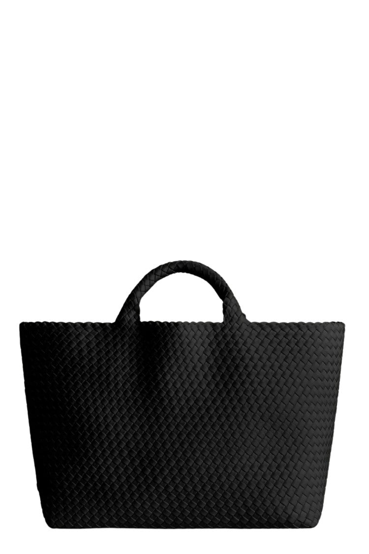 Naghedi Black St Barths Large Woven Neoprene Tote Bag