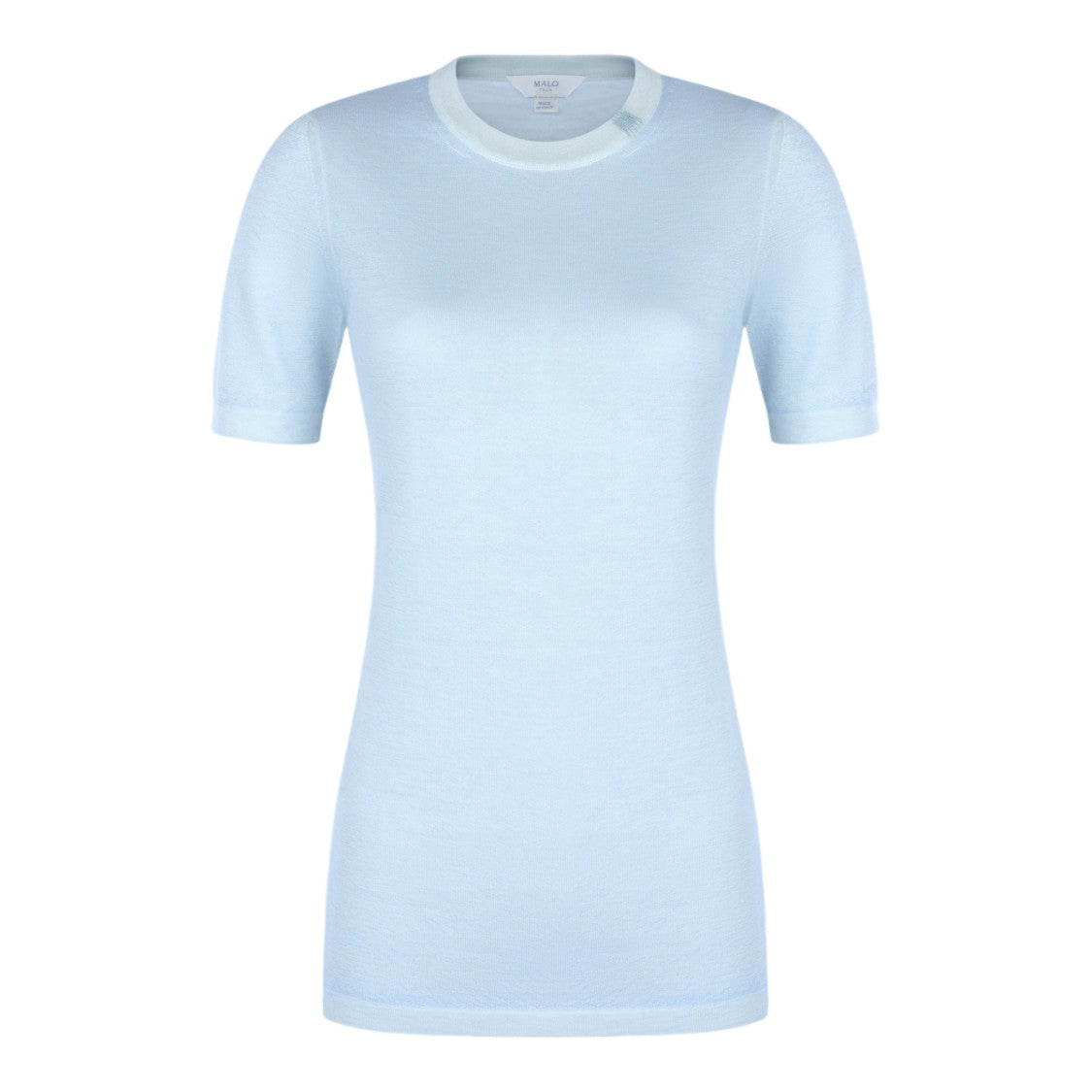 Malo Light Blue Short-Sleeve Sweater With Fitted Silhouette And Round Neckline