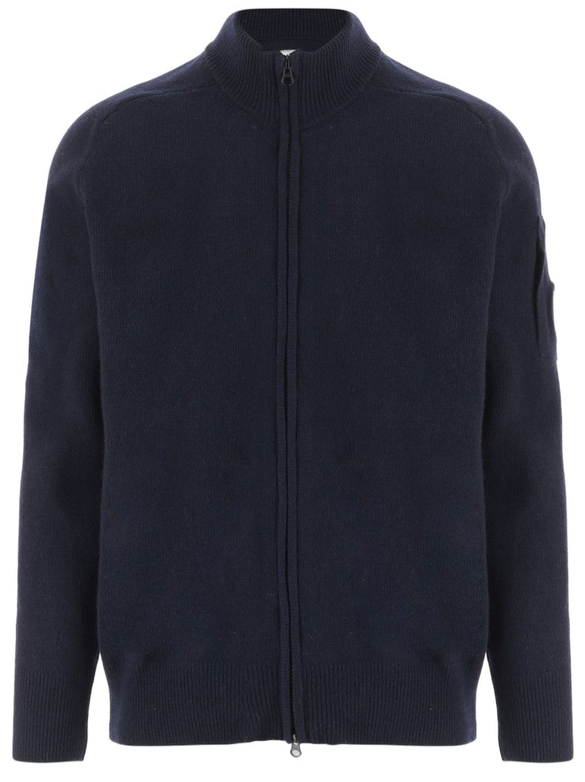C.P. Company Navy Wool-Blend Zip-Through Knit