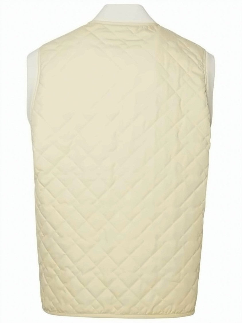 A.P.C. Quilted Sleeveless Vest With Ribbed Trim And Textured Design