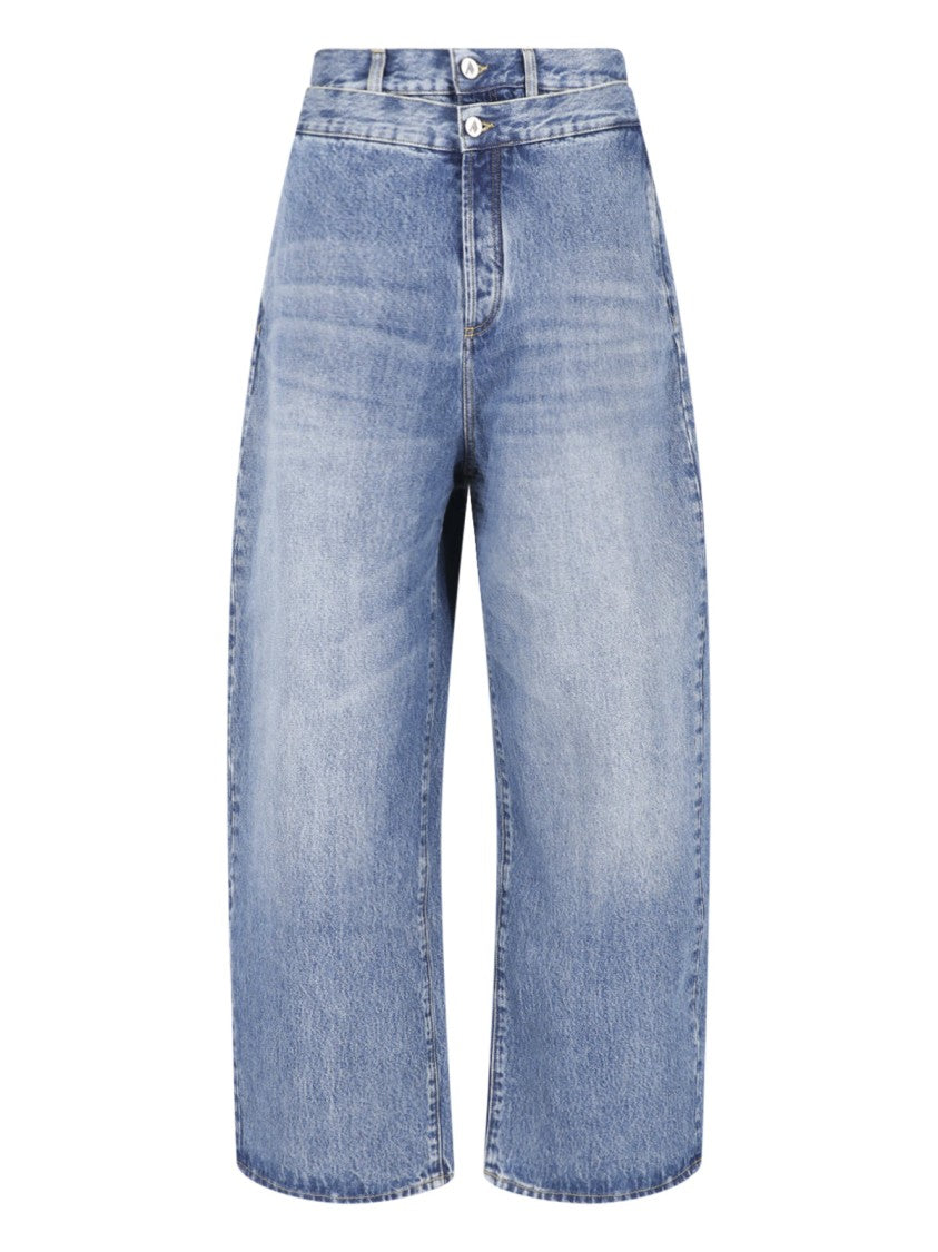 The Attico Relaxed Wide-Leg Cropped Jeans