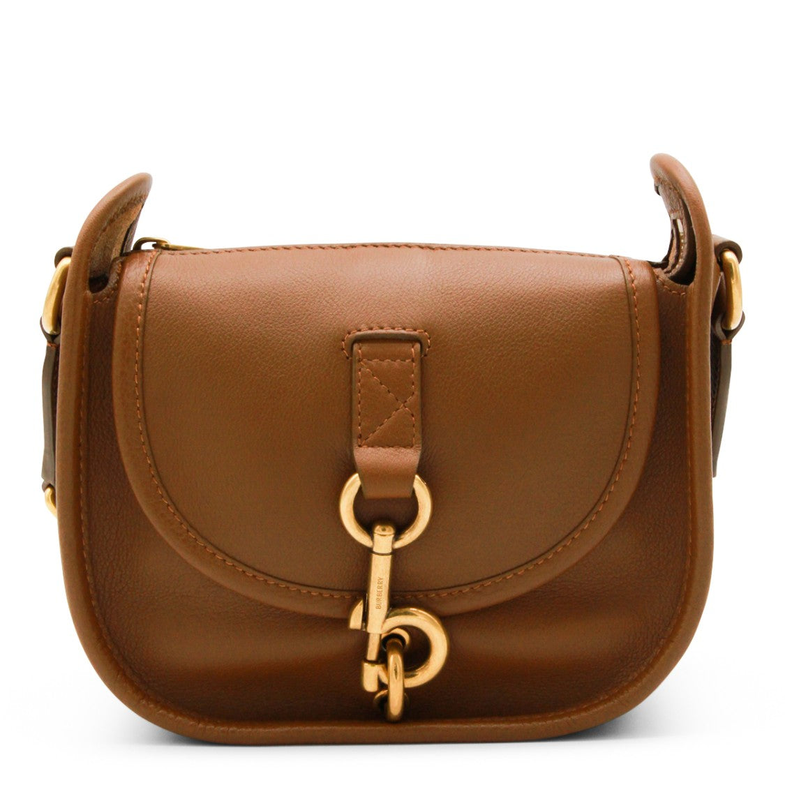 Burberry Brown Leather Shoulder Bag With Gold-Tone Details