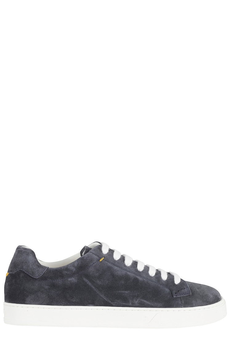 Doucal's Navy Blue Suede Rubber-Sole Sneakers