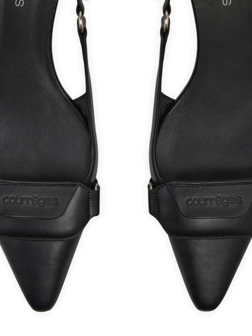 Courrèges Black Pointed Toe Slingback Heels