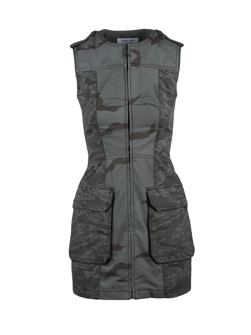 Marine Serre Grey Polyester Cotton Viscose Women's Sheath Dress