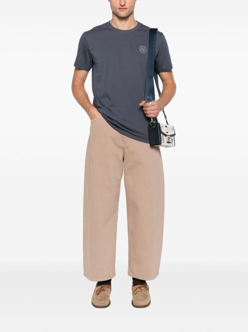 Fendi Cotton T-Shirt With Subtle Logo Emblem
