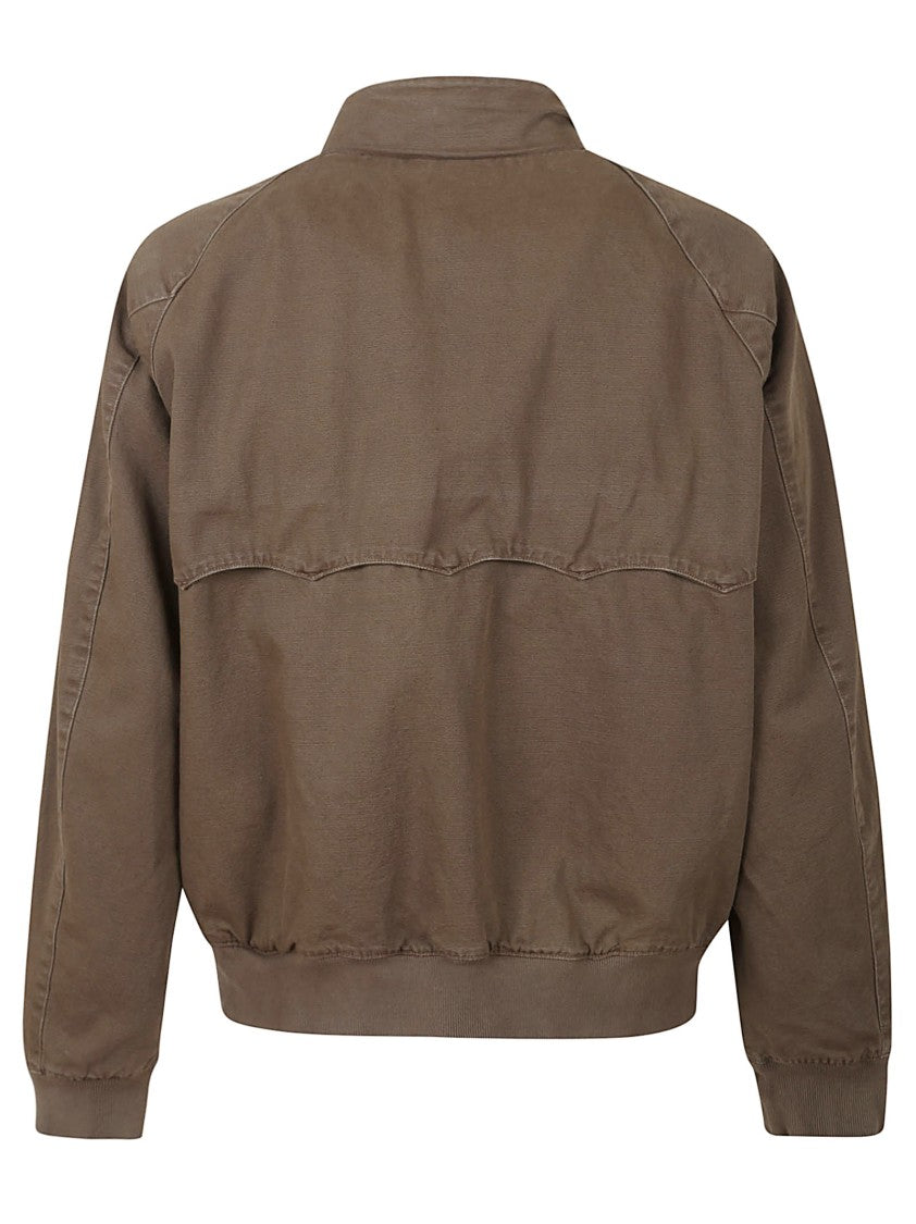 Baracuta Brown Canvas Bomber Jacket With Classic Silhouette