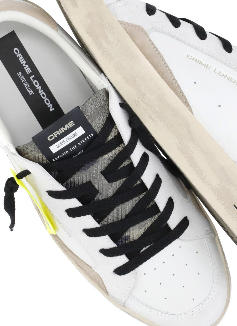 Crime London Sk8 Deluxe Leather Sneakers With Contrasting Suede Inserts