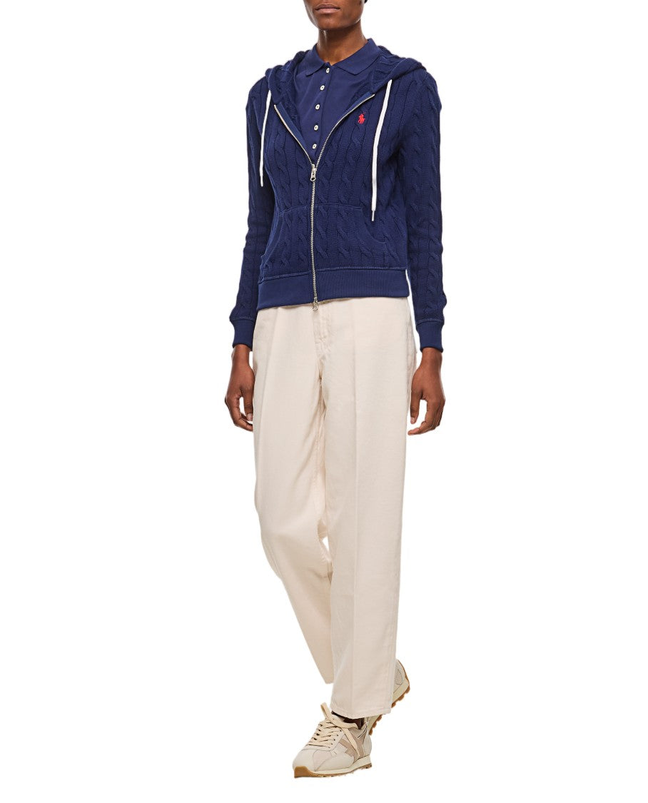 Polo Ralph Lauren Knitted Full Zipper Sweatshirt With Braided Pattern