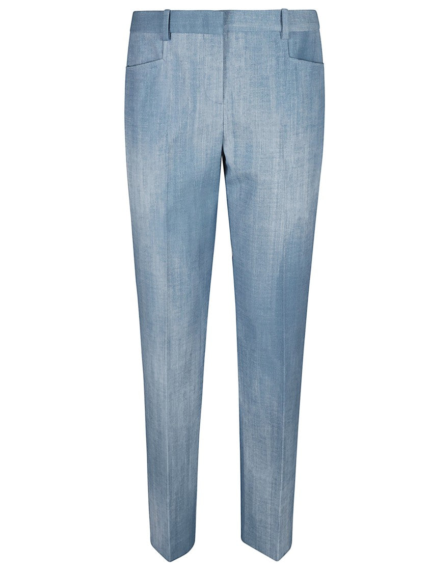 Ermanno Scervino Tailored Blue Trousers With Mid-Rise Waist