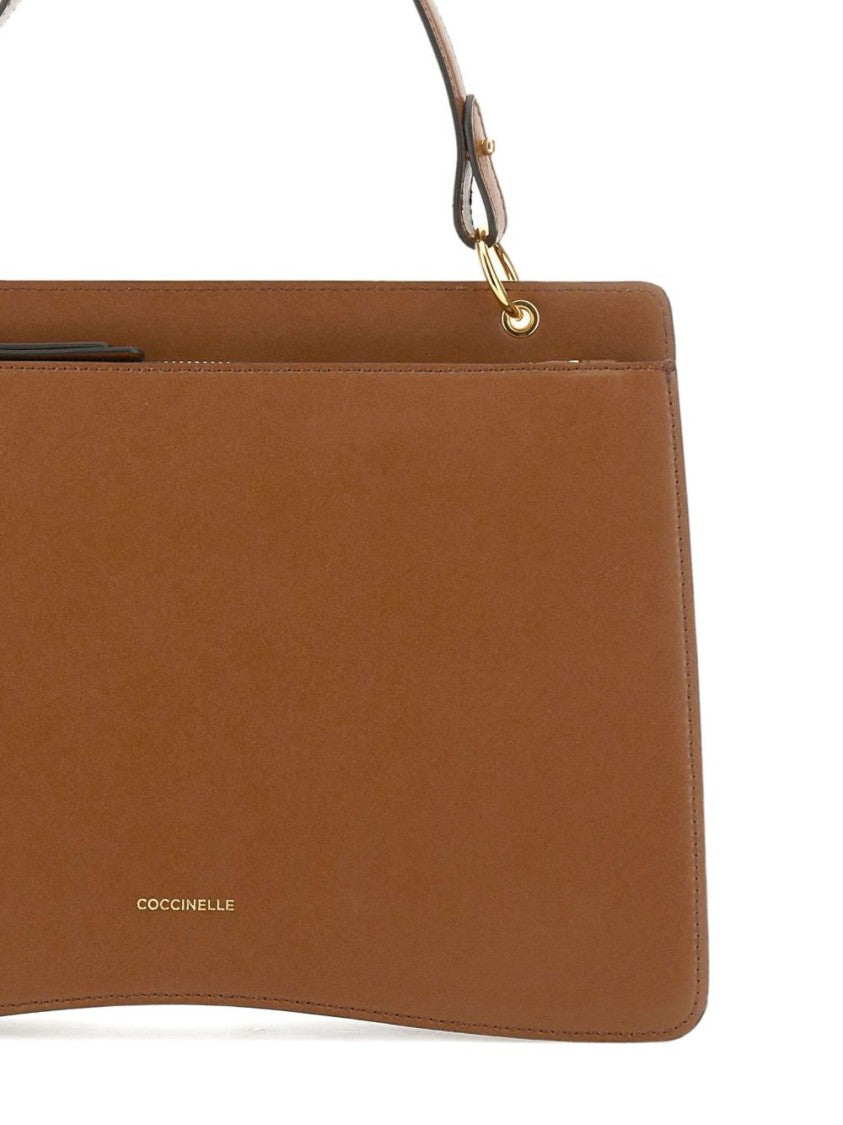 Coccinelle Structured Brown Leather Top Handle Handbag