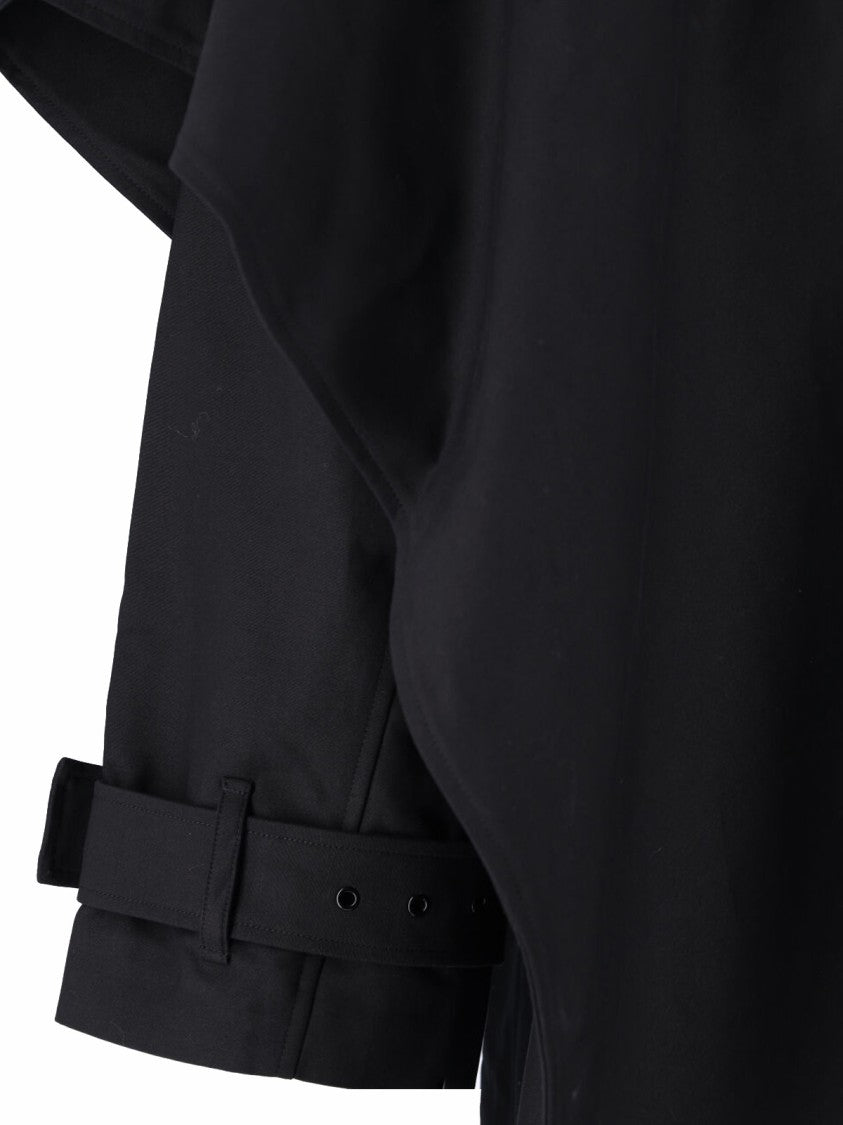 Entire Studios Black Asymmetrical Cape Overlay Jacket