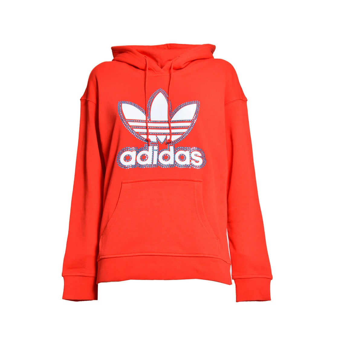 Caban Romantic X Adidas Red Cotton Hoodie Swarovski Applications