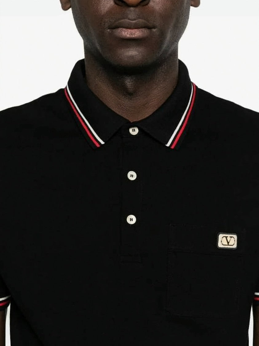 Valentino Garavani Structured Collar Polo Shirt With Subtle Logo Plaque