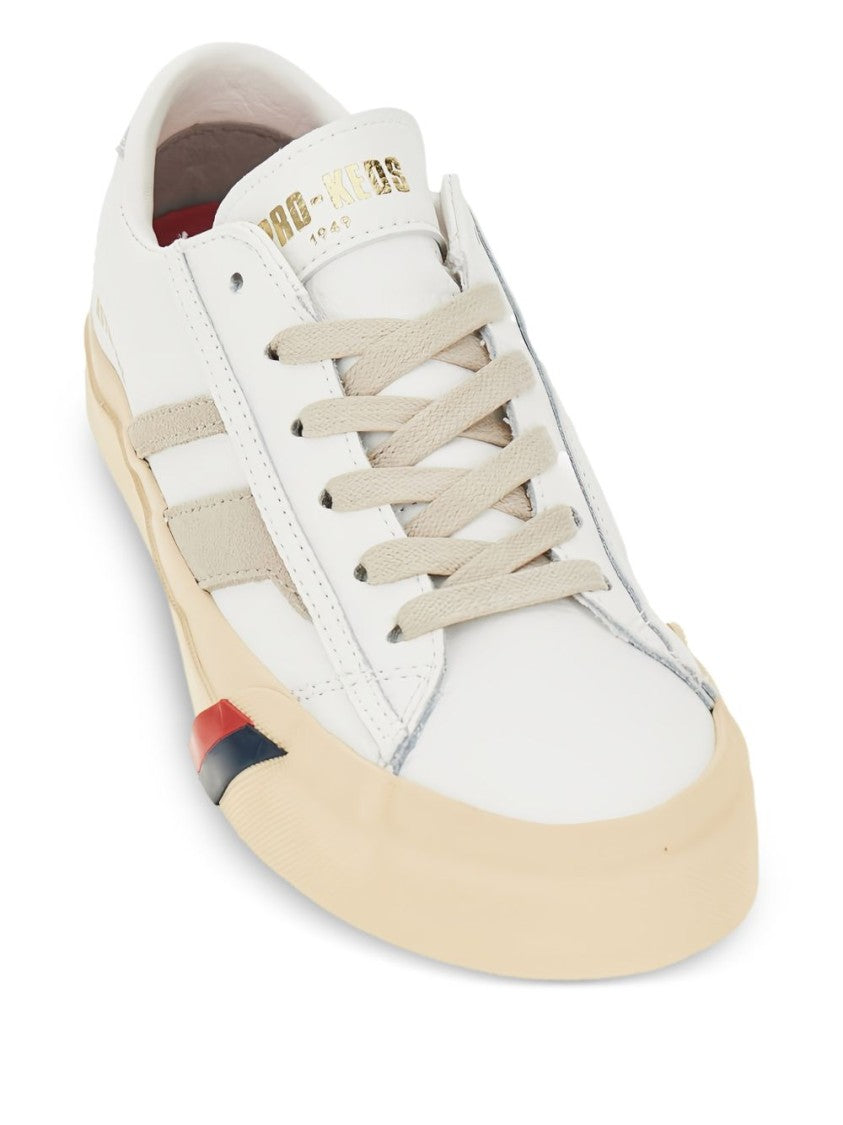 Pro-Keds Low-Top Leather Sneakers With Accent Stripes And Silver Detailing