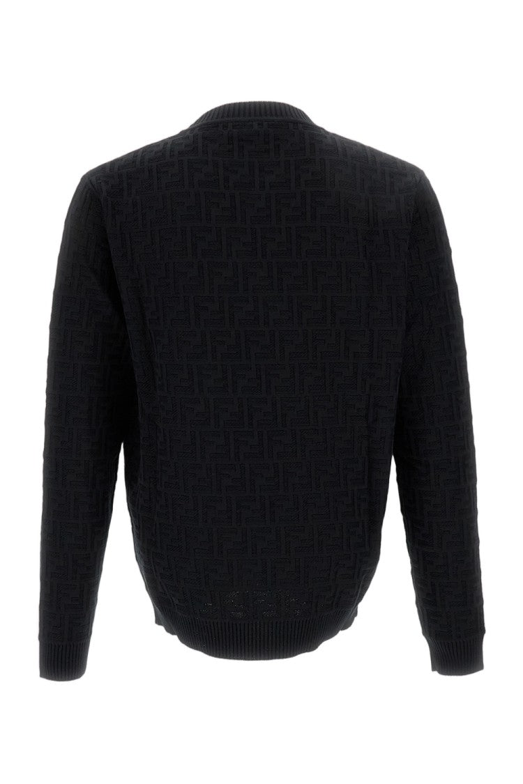 Fendi Cotton Knit Sweater With Ff Motif