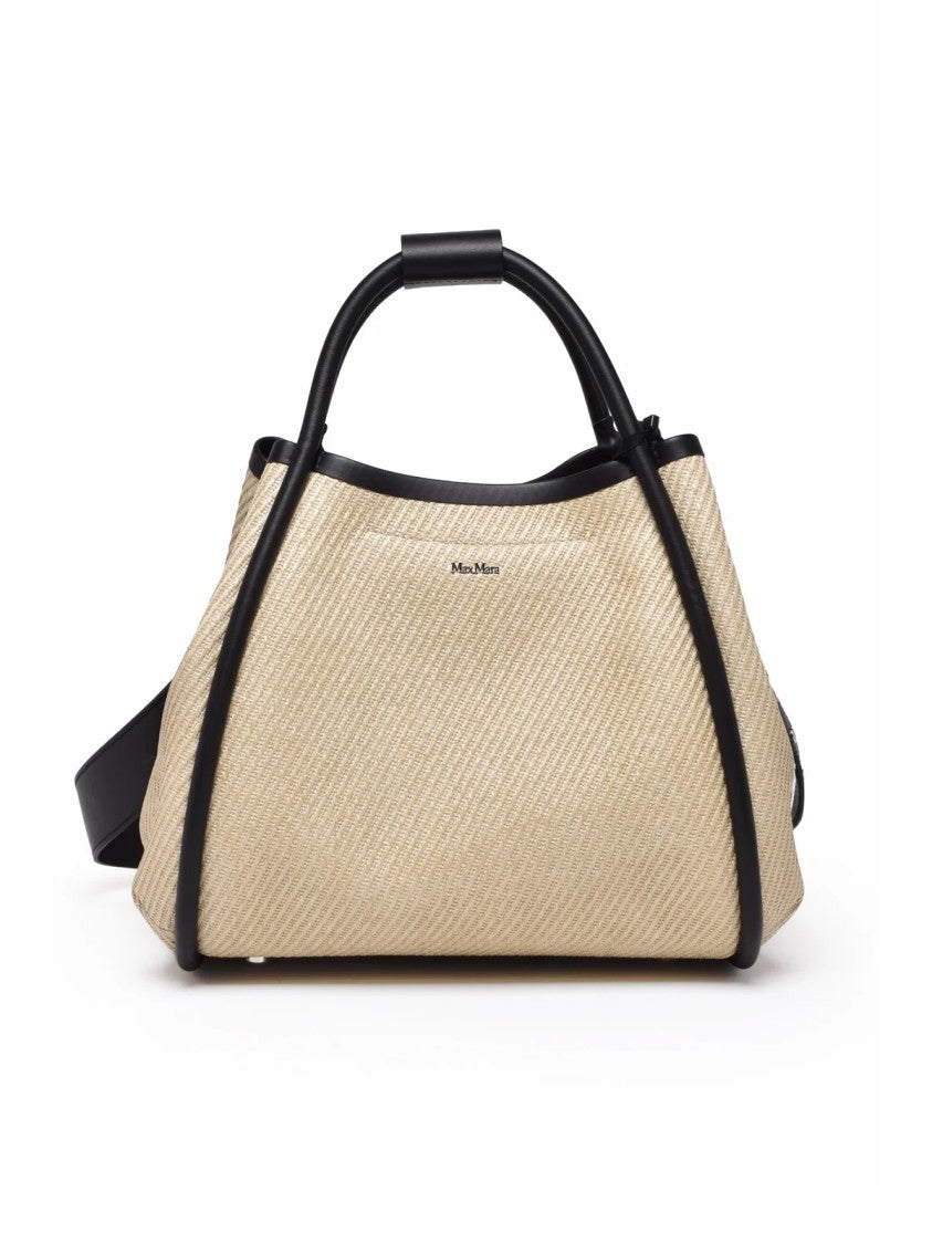 Max Mara Textured Beige Shoulder Bag With Suede Lining And Adjustable Strap